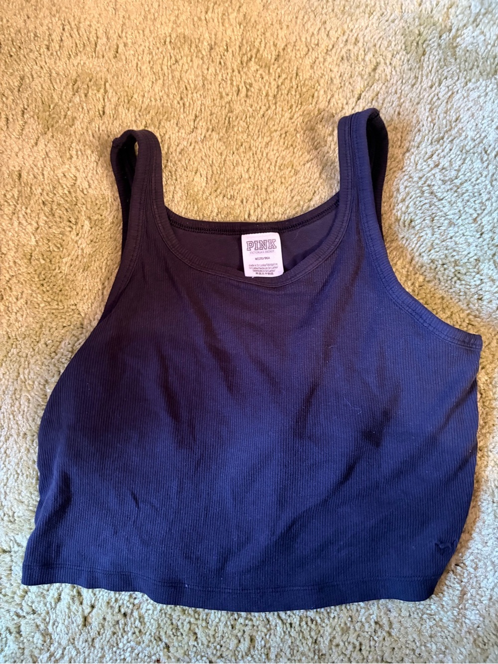 PINK Victoria's Secret Black Ribbed Crop Tank